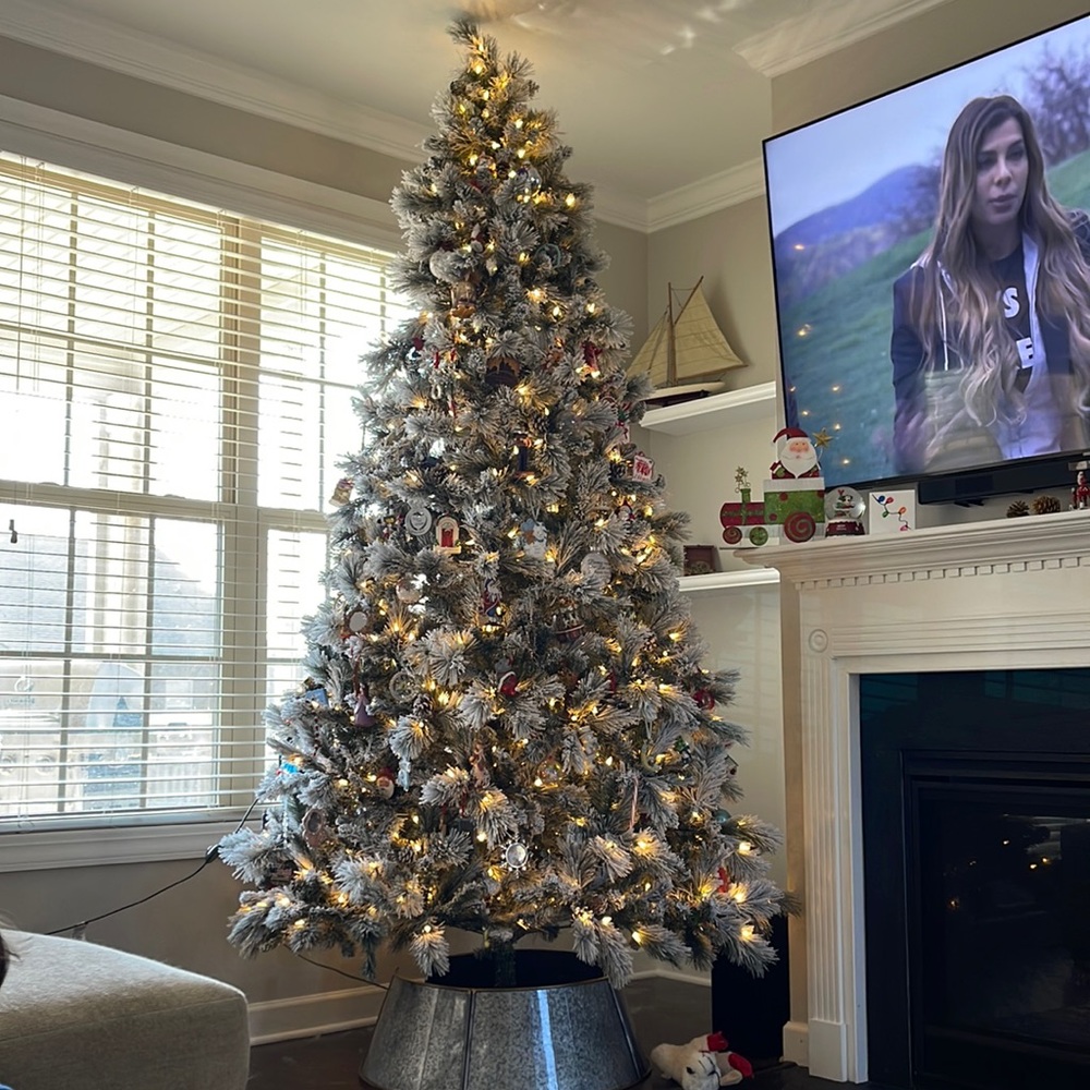 12ft Flocked Pre-Lit Christmas Tree